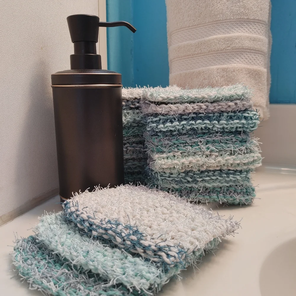 Scrubby Stripes Exfoliating Washcloths, Cool Mint, 3-Piece Set